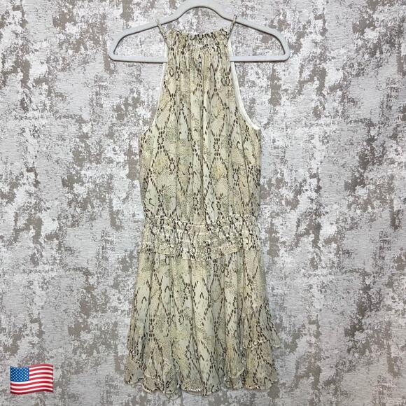 Ramy Brook Jewel Printed Mini Dress in Natural Snake - Picture 1 of 7